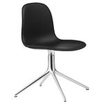 Bürostühle, Form Swivel 4L Stuhl, Aluminium - schwarzes Ultra-Leder, Schwarz
