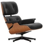 Nojatuolit, Eames Lounge Chair, uusi koko, American cherry - musta nahka, Musta