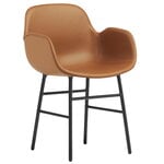 Dining chairs, Form armchair, black steel - brandy leather Ultra, Black