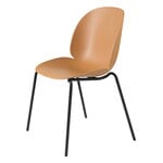 Dining chairs, Beetle chair, stackable, matt black - amber brown, Brown