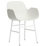 Ruokapöydän tuolit, Form käsinojallinen tuoli, valkoinen teräs - valkoinen, Valkoinen