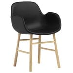 Chaises de salle à manger, Fauteuil Form, chêne - cuir noir Ultra, Noir