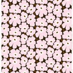 Pieni Unikko fabric, dark green - light pink - brown Pieni Unikko fabric, dark green - light pink - brown