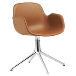 Työtuolit, Form Swivel 4L käsinojallinen tuoli, alumiini-brandy nahka Ultra, Ruskea