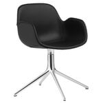 Bürostühle, Form Swivel 4L Armlehnstuhl, Aluminium - schwarzes Ultra-Leder, Schwarz
