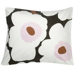 Unikko pillowcase, dark green - ecru - pink Unikko pillowcase, dark green - ecru - pink