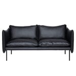 Tiki 2-seater sofa, black steel - black Elmosoft leather