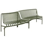 Palissade Park dining bench, in-out, set of 2, olive