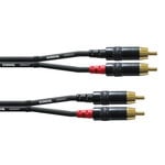 Hifi & audio, RCA cable pair for speakers, 3 m, black, Black