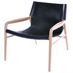 OX Denmarq Rama chair, black leather - soaped oak