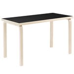 Matbord, Aalto bord 80A, björk - svart linoleum, Svart