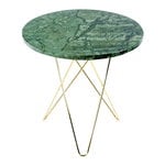 Coffee tables, Tall Mini O table, brass - green marble, Green