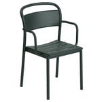 Terassituolit, Linear Steel käsinojallinen tuoli, tummanvihreä, Vihreä