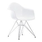 Sedie da pranzo, Sedia Eames DAR, bianco - cromo, Bianco