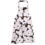 Pieni Unikko apron, dark green - light pink - brown Pieni Unikko apron, dark green - light pink - brown