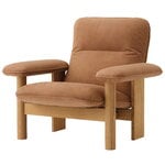 Armchairs & lounge chairs, Brasilia lounge chair, oak - Dunes Camel leather, Brown