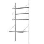 Wall shelves, Shelf Library H1852 wall shelf with desk, stainless steel, Silver