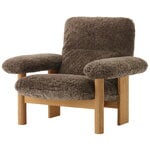 Armchairs & lounge chairs, Brasilia lounge chair, oak - Root sheepskin, Brown