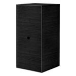 Mobili contenitori, Credenza Frame 70 con anta, 2 mensole, frassino tinto nero, Nero