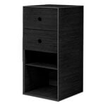 Storage units, Frame 70 with shelf, 2 drawers, black stained ash, Black