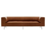 Sofas, Delphi 3-Sitzer-Sofa, gebürstetes Aluminium - cognacbraunes Lede, Braun