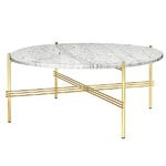 Tables basses, Table basse TS, 80 cm, laiton - marbre blanc, Blanc