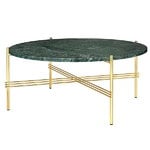 GUBI TS coffee table, 80 cm, brass - green marble