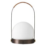Carrie portable table lamp, bronzed brass - leather