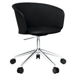 Office chairs, Kendo swivel chair w/ castors, black leather - pol. aluminium, Black