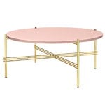 TS coffee table, 80 cm, brass - pink glass TS coffee table, 80 cm, brass - pink glass