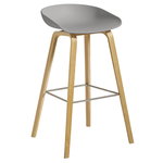 Bar stools & chairs, About A Stool AAS32, 75 cm, lacquered oak - concrete grey, Grey