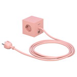Square 1 USB extension cord, old pink