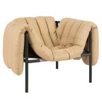 Puffy lounge chair, sand leather - black grey steel