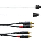Cordial RCA/Toslink cable set for subwoofer, 6 m, black