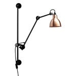 , Lampe Gras 210 wall lamp, round shade, black - copper, Black