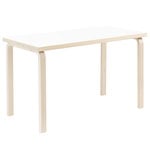 Tables de salle à manger, Table Aalto 80A, bouleau - stratifié blanc, Blanc