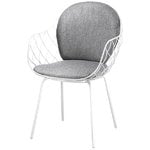 Chaises de jardin, Chaise Piña, structure en acier blanc, assise grise, Gris