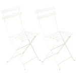 Chaises de jardin, Chaise Bistro Metal, 2 pièces, blanc Cotton, Blanc