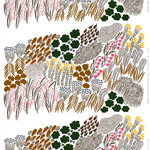 Letto linen fabric, white - brown - peach Letto linen fabric, white - brown - peach