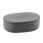 Accessoires de salle de bains, Pot ovale avec couvercle Cose, S, gris foncé, Gris