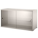 Shelving units, String display cabinet w/ sliding glass doors, 78 x 30 cm, beige, Beige