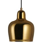 Pendant lamps, Aalto pendant A330S "Golden Bell Savoy", brass, Gold