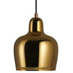 Pendelleuchten, Aalto Hängeleuchte A330S „Golden Bell Savoy“, Messing, Gold