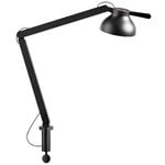 PC table lamp with clamp, double arm, black