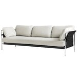 Sofas, Can sofa, 3-seater, Ruskin 05 - black canvas - chrome frame, White