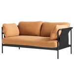 Sofas, Can sofa, 2-seater, Linara 142 - black canvas - black frame, Brown