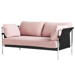 Sofas, Can sofa, 2-seater, Linara 415 - black canvas - chrome frame, Pink