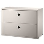 Shelving units, String chest with 2 drawers, 58 x 30 cm, beige, Beige
