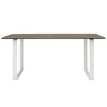 Dining tables, 70/70 table, 170 x 85 cm, solid smoked oak - white, White