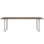 Dining tables, 70/70 table, 225 x 90 cm, solid smoked oak - grey, Grey